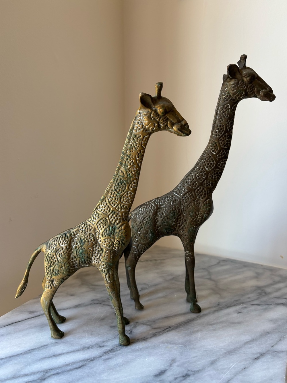 Vintage Brass MCM Hollywood Regency Giraffe Pair 12inches Tall
